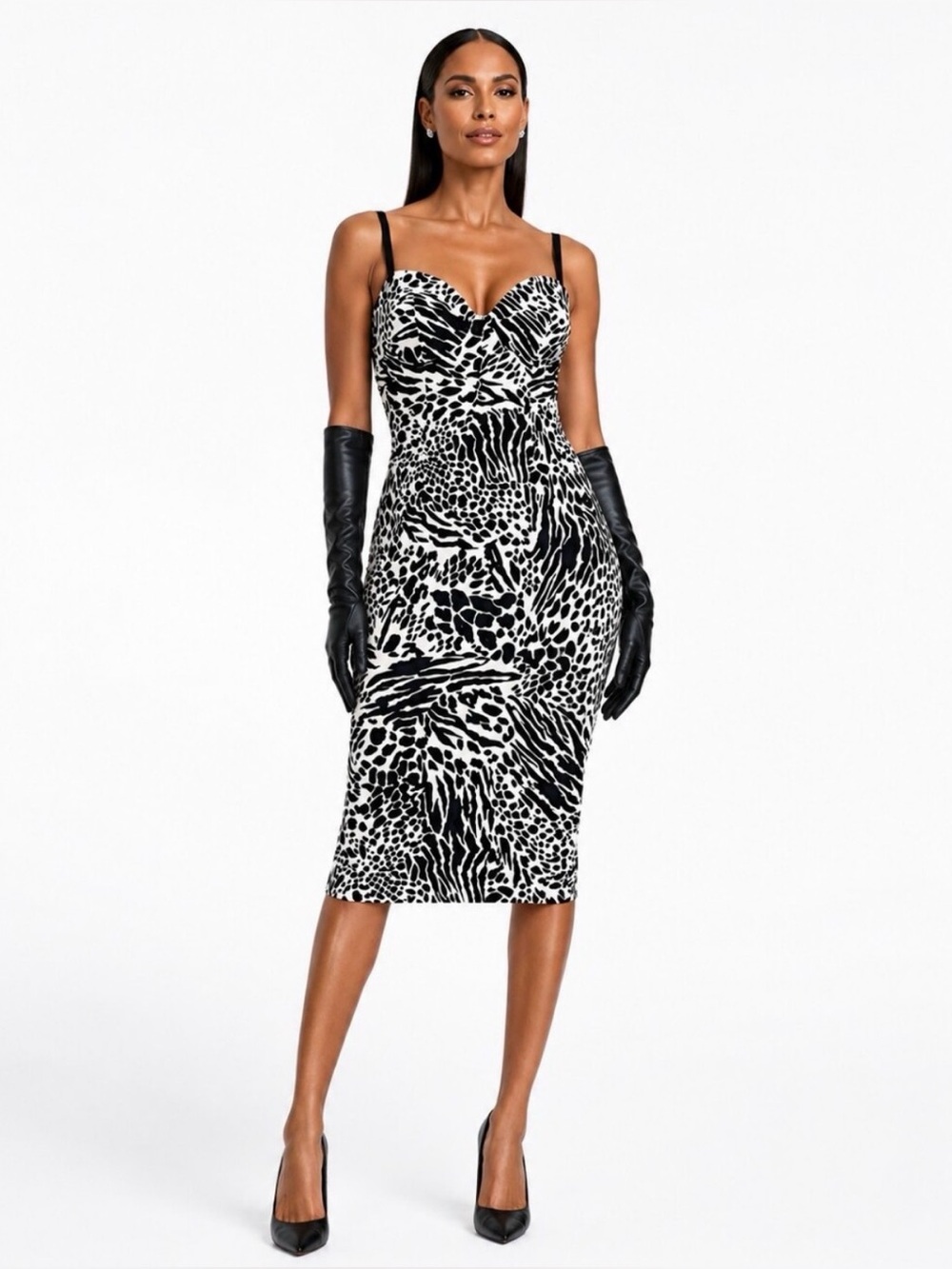 Sergio Hudson x Target Women's Animal Print Zebra Bustier Midi Dress Sz S NWOT